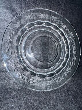 Fostoria Raleigh Mayonnaise Under Plate Etched Lily Pattern Vintage Glass Clear